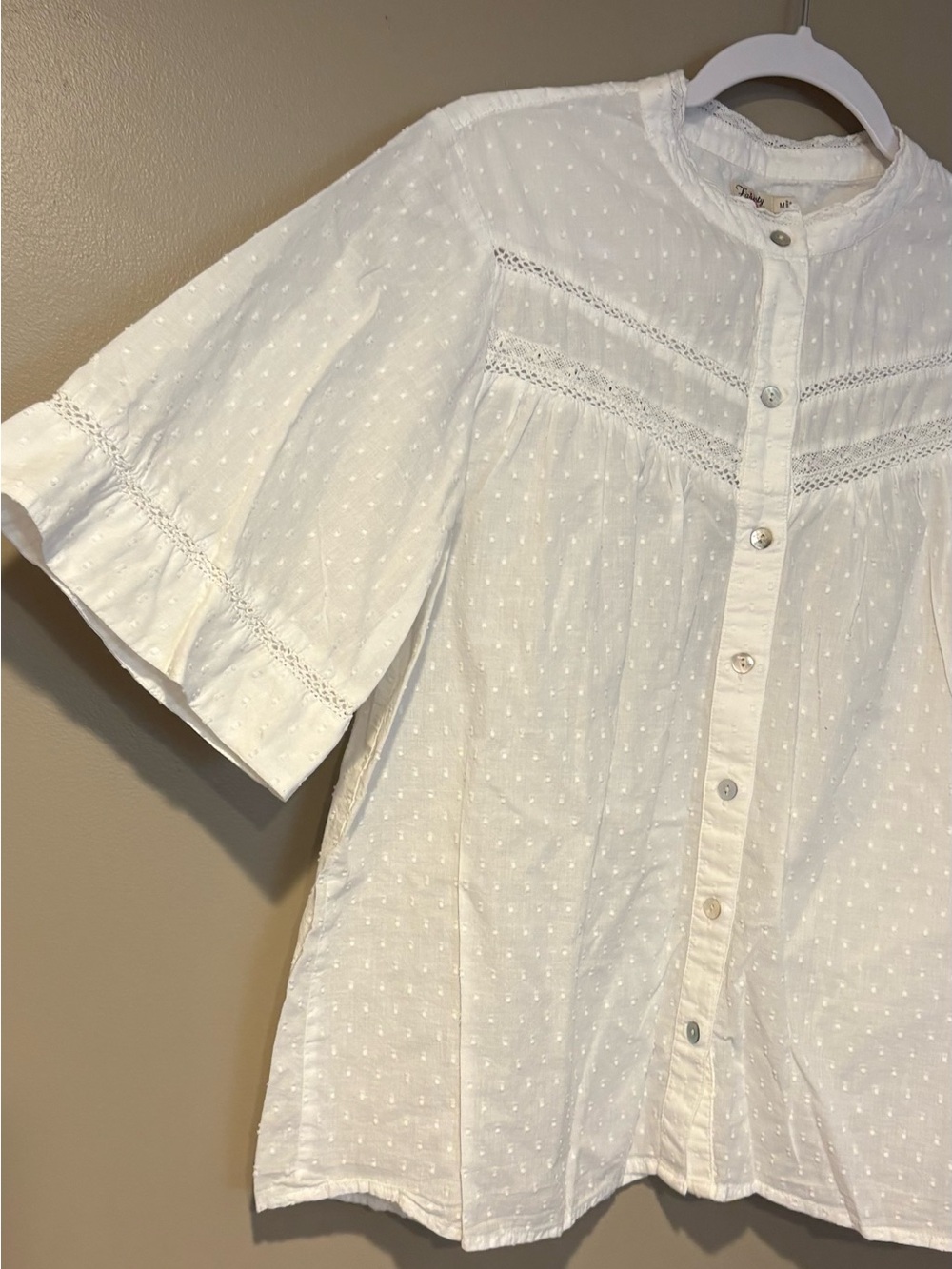 organic cotton faherty lightweight prairiecore flare sleeve button up summer top
